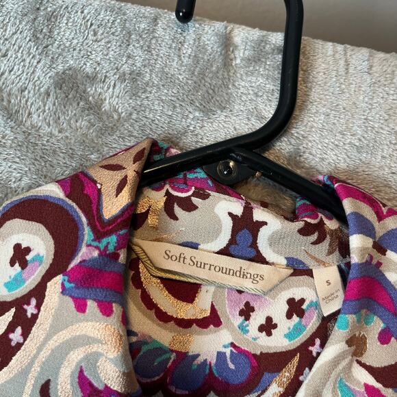 Soft Surroundings Palmero Soho Maxi Dress Button Front Long Sleeves SM Boho Chic - Picture 7 of 9